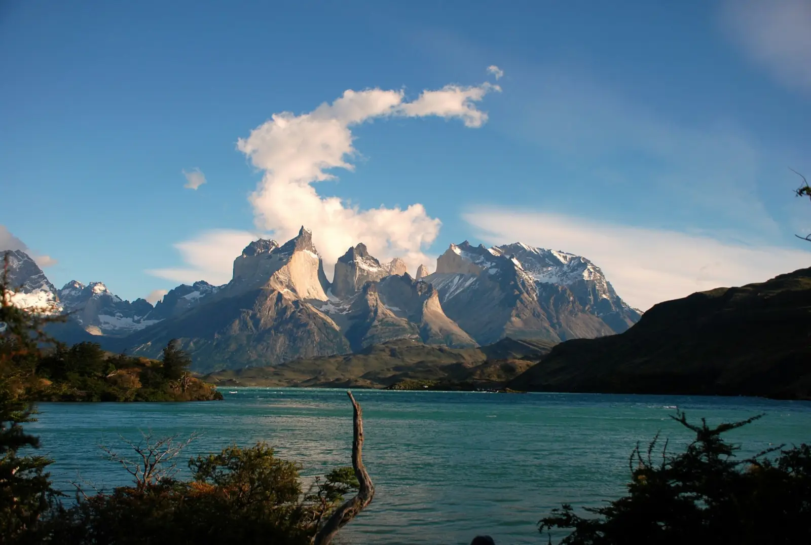 Mountain and lake landscape in Chilean Patagonia